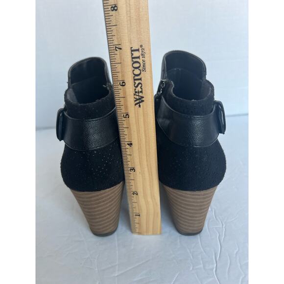 Dr. Scholl's Karlie Black Vegan Memory Foam Wedge Heel Ankle Zip Up Booties 9M - Picture 7 of 10